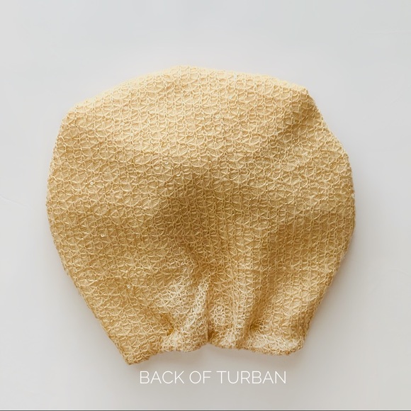 OKIYAH®️ SATIN LINED TURBAN - Tan Knit display picture 1